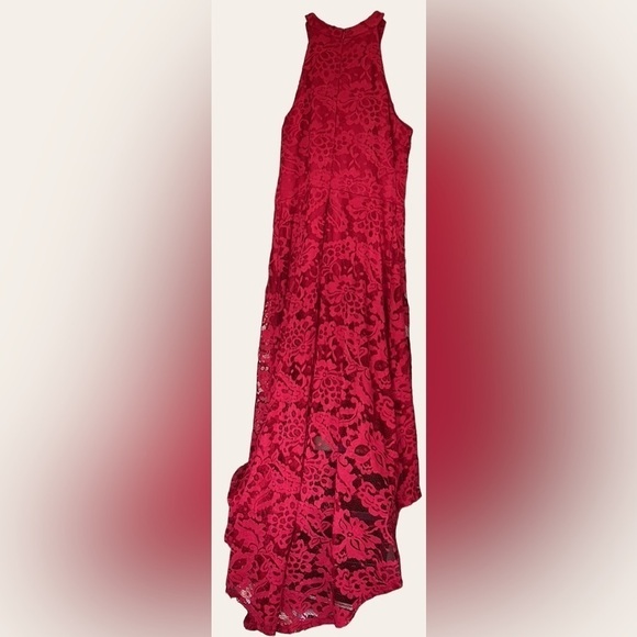 DRESSYSTAR Deep Valentines Red Halter Style Lined High Low Dress, Sz Large, GUC. - Picture 9 of 9